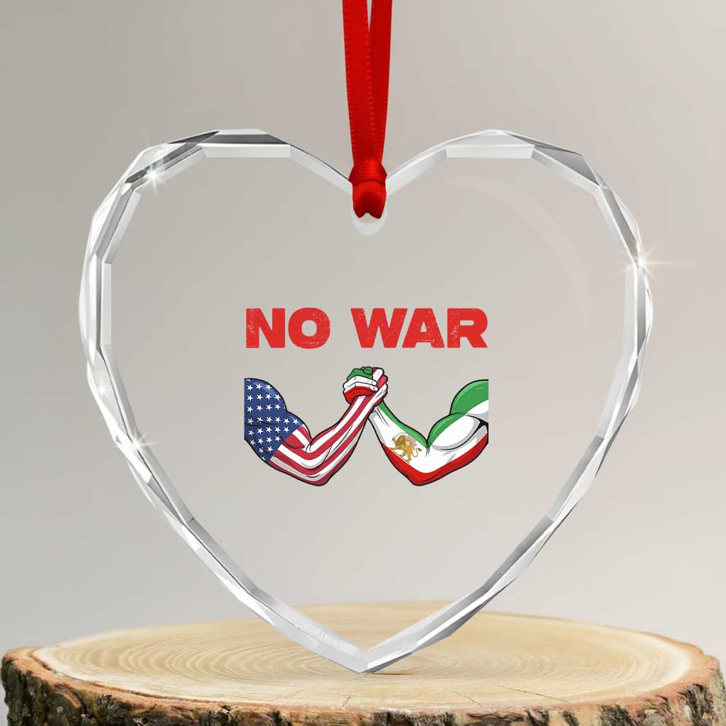 Free Iran Heart Crystal Glass Ornament No War Support Iranian Freedom