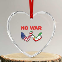 Free Iran Heart Crystal Glass Ornament No War Support Iranian Freedom