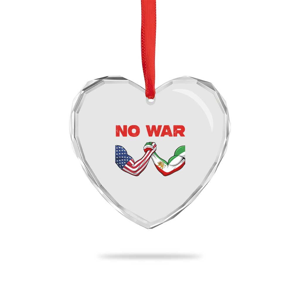 Free Iran Heart Crystal Glass Ornament No War Support Iranian Freedom