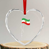 Free Iran Heart Crystal Glass Ornament Patriotic Iranian Lion and Sun Flag