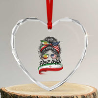 Free Iran Heart Crystal Glass Ornament Persian American Pride Lion Sun Flag Messy Bun