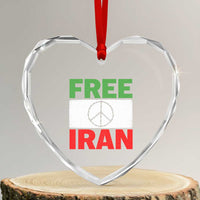 Free Iran Heart Crystal Glass Ornament Stop War Barbed Wire Peace Sign