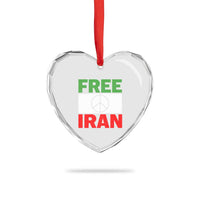 Free Iran Heart Crystal Glass Ornament Stop War Barbed Wire Peace Sign
