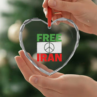 Free Iran Heart Crystal Glass Ornament Stop War Barbed Wire Peace Sign