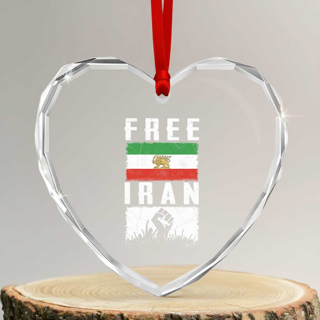 Free Iran Heart Crystal Glass Ornament Support Iranian Freedom