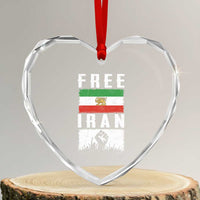 Free Iran Heart Crystal Glass Ornament Support Iranian Freedom
