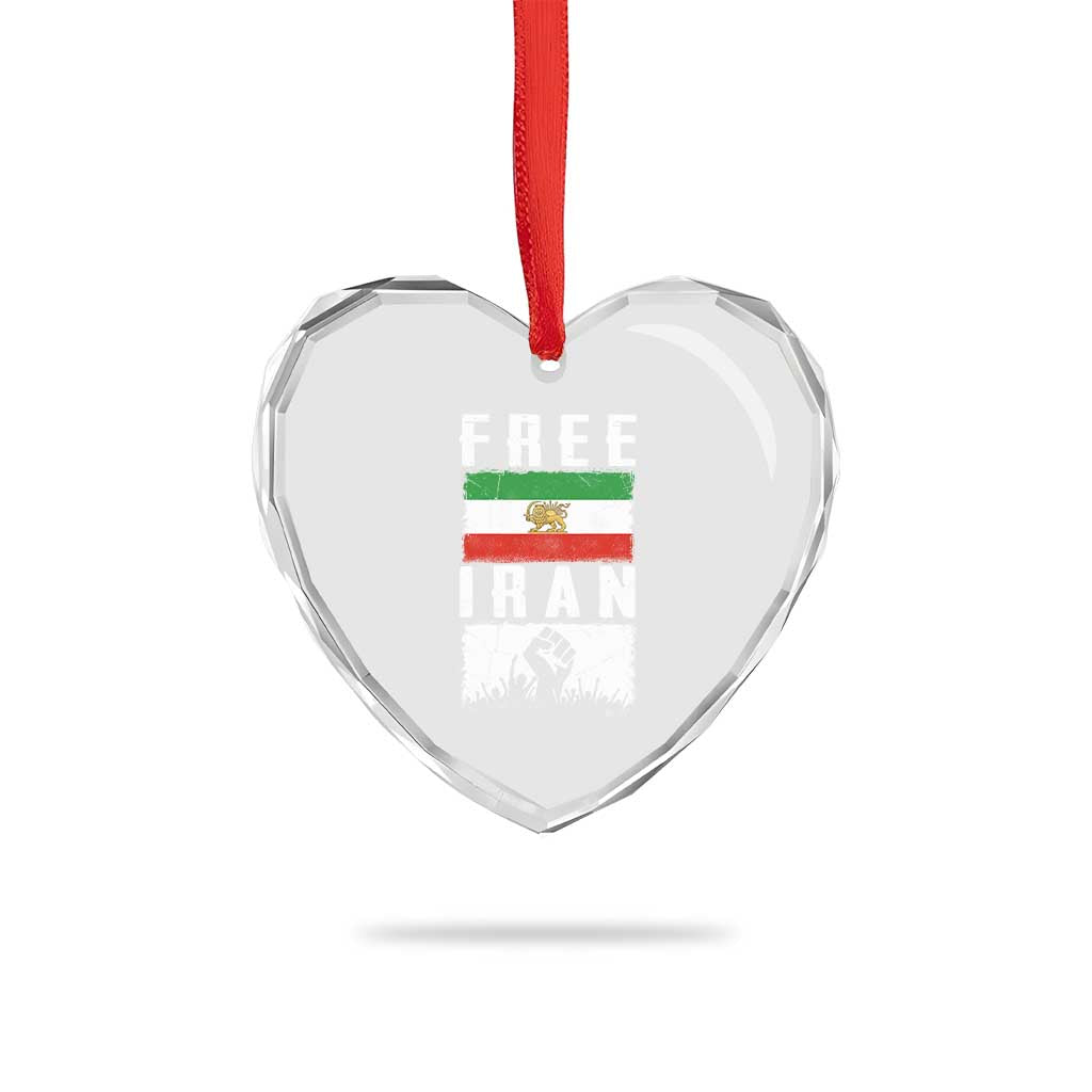 Free Iran Heart Crystal Glass Ornament Support Iranian Freedom