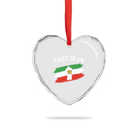 Free Iran Heart Crystal Glass Ornament Support Iranian Freedom No War