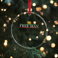 Free Iran Lion And Sun Graphic Crystal Glass Ornament Iranian Freedom Supporters