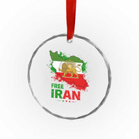 Free Iran Lion And Sun Map Graphic Crystal Glass Ornament Persian Heritage Freedom Support