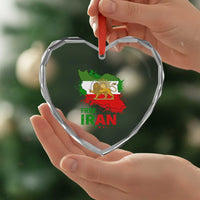 Free Iran Lion And Sun Map Graphic Heart Crystal Glass Ornament Persian Heritage Freedom Support