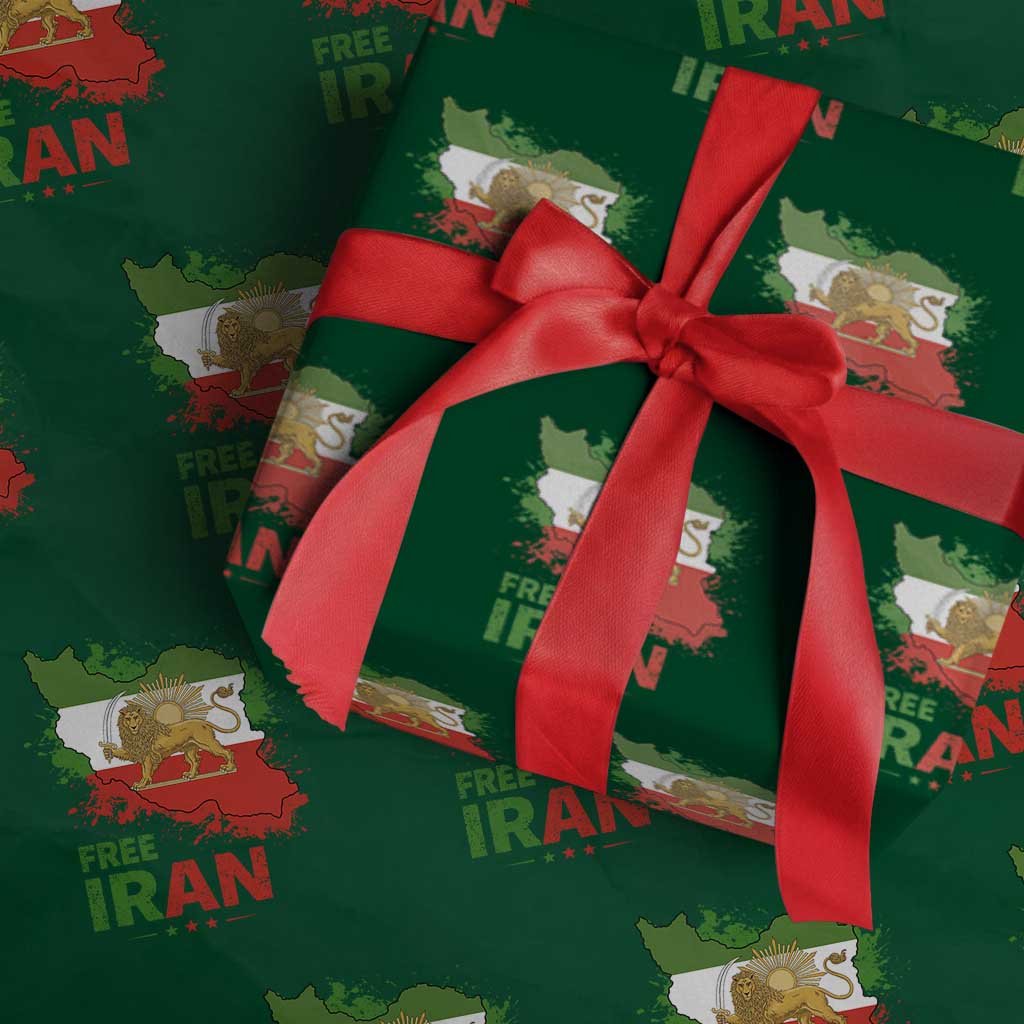 Free Iran Lion And Sun Map Graphic Wrapping Paper Roll Persian Heritage Freedom Support
