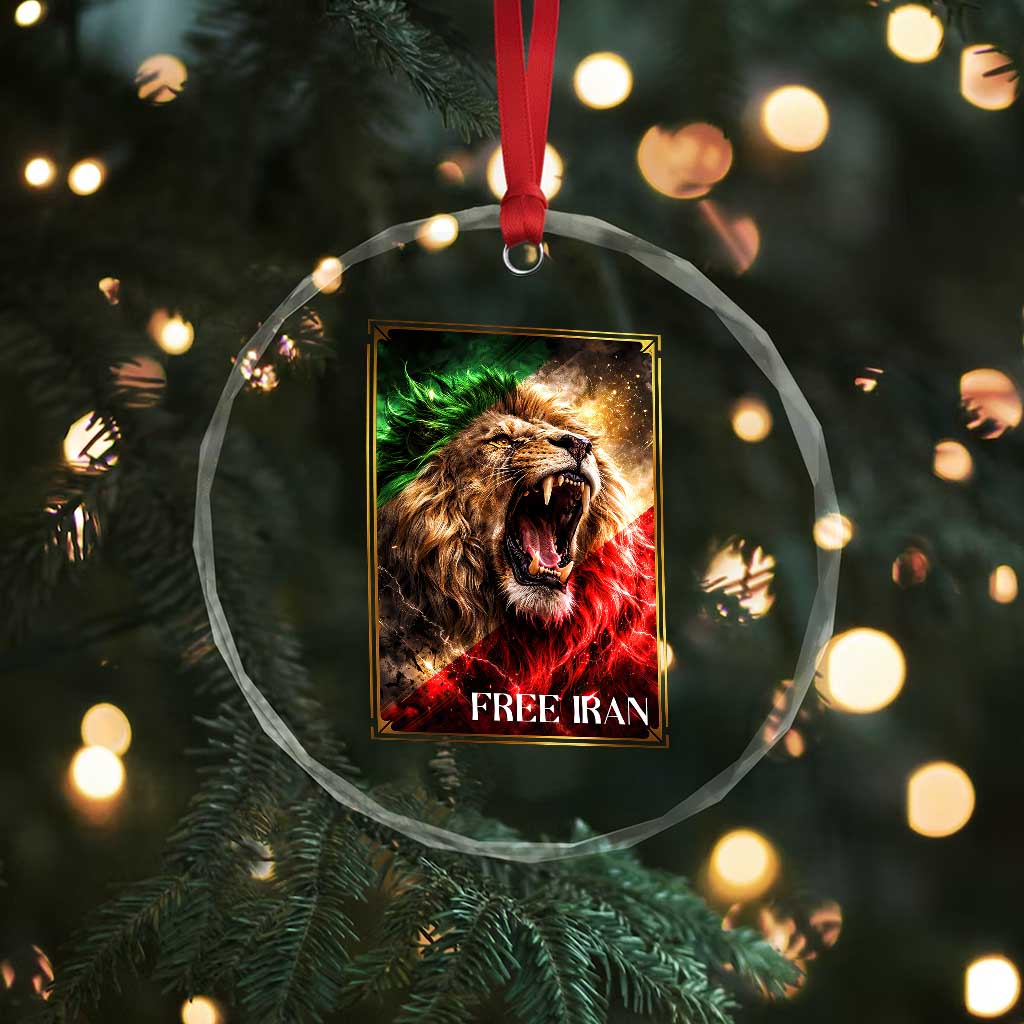 Free Iran Lion Crystal Glass Ornament Freedom Resistance Solidarity Movement Gift