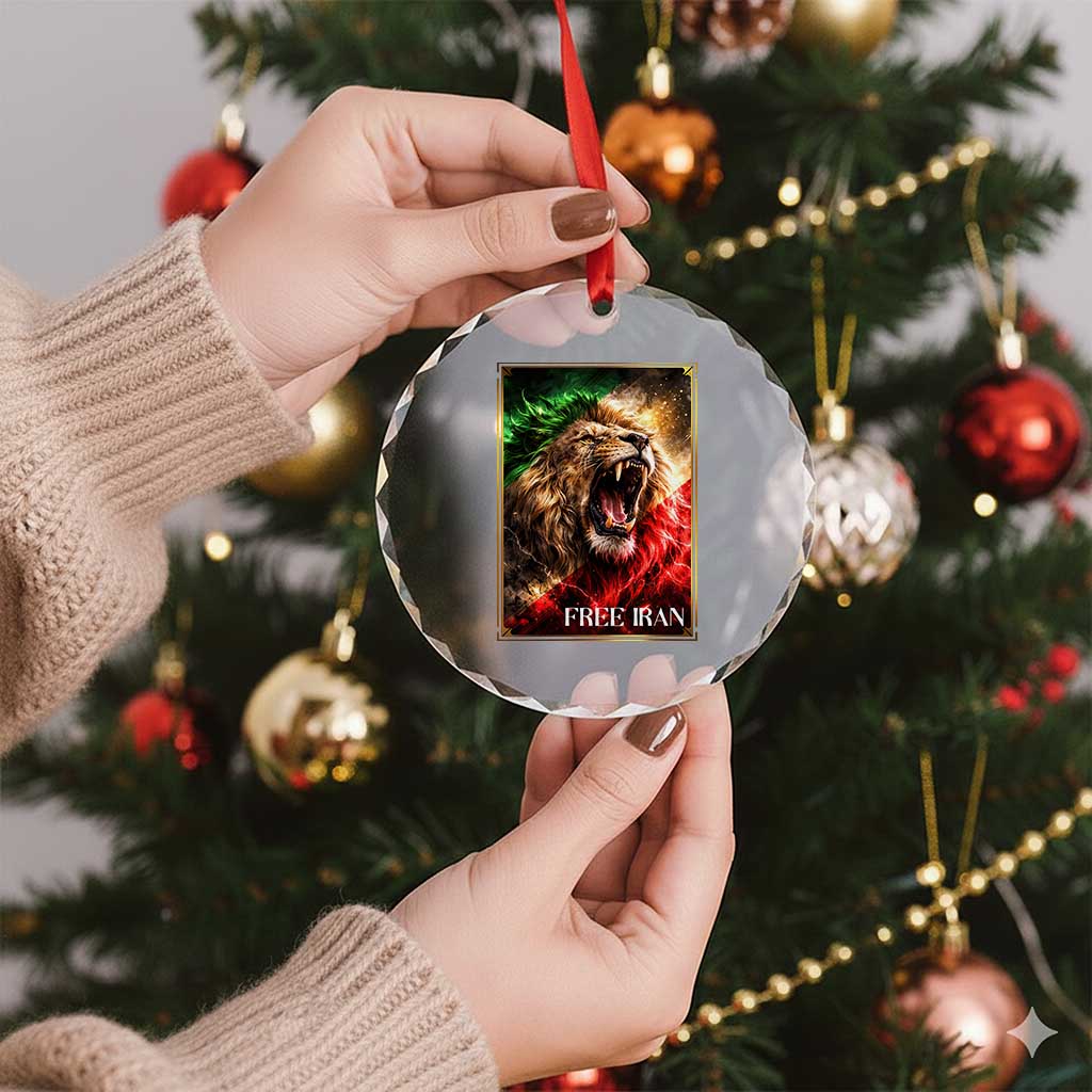 Free Iran Lion Crystal Glass Ornament Freedom Resistance Solidarity Movement Gift