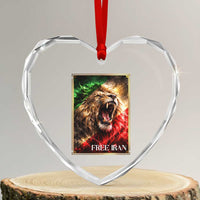 Free Iran Lion Heart Crystal Glass Ornament Freedom Resistance Solidarity Movement Gift