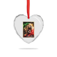 Free Iran Lion Heart Crystal Glass Ornament Freedom Resistance Solidarity Movement Gift