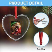 Free Iran Lion Heart Crystal Glass Ornament Freedom Resistance Solidarity Movement Gift