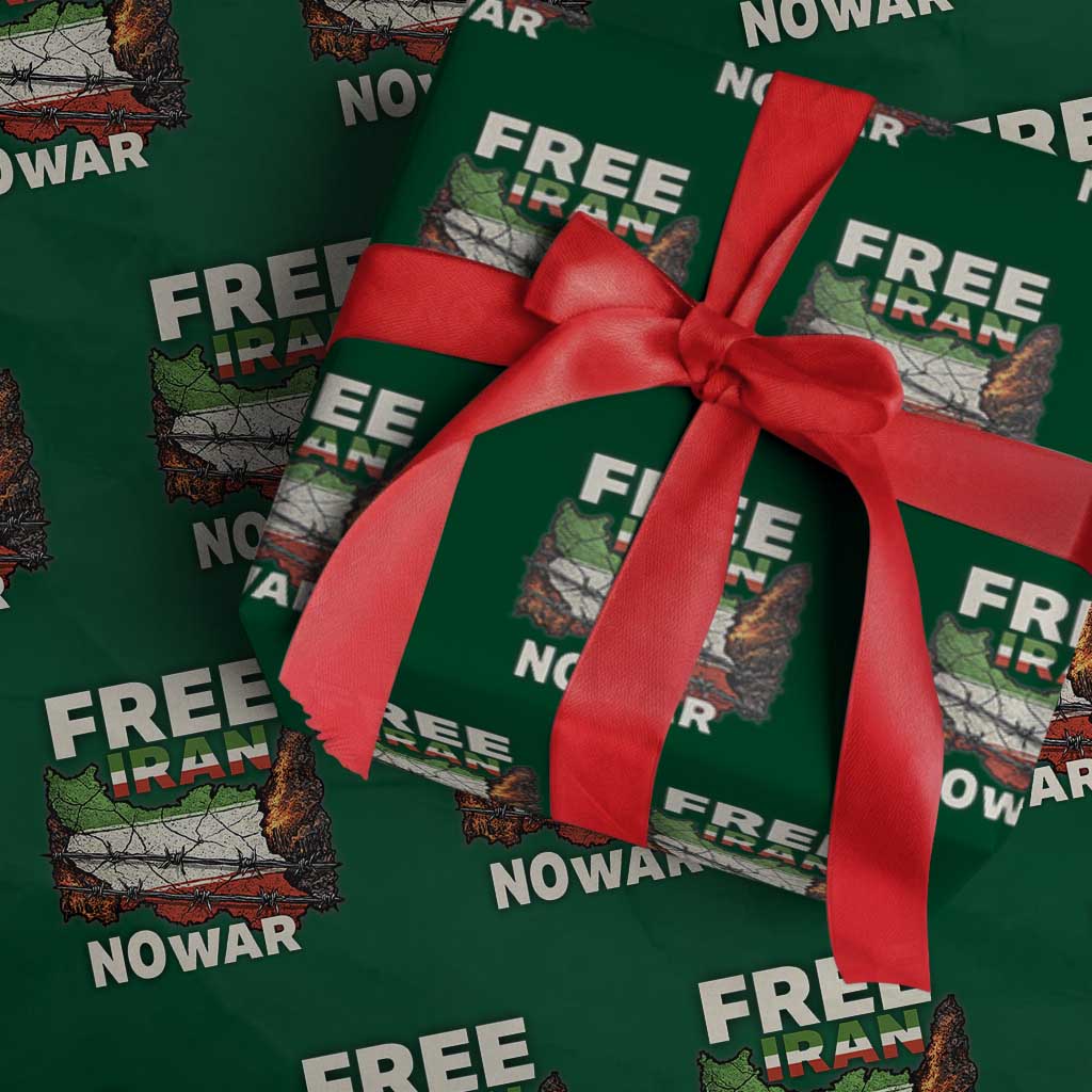 Free Iran No War Protest Graphic Wrapping Paper Roll Barbed Wire Freedom Human Rights Solidarity
