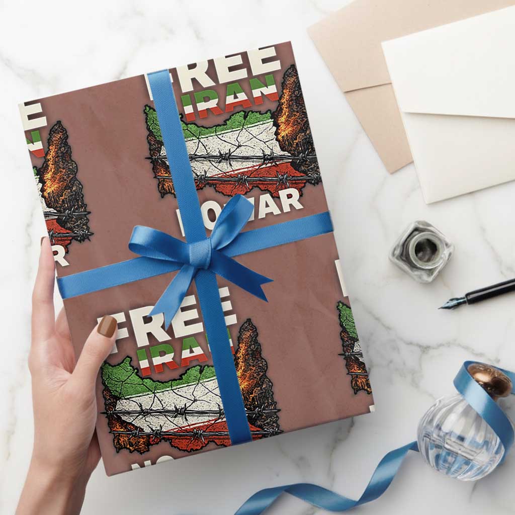 Free Iran No War Protest Graphic Wrapping Paper Roll Barbed Wire Freedom Human Rights Solidarity