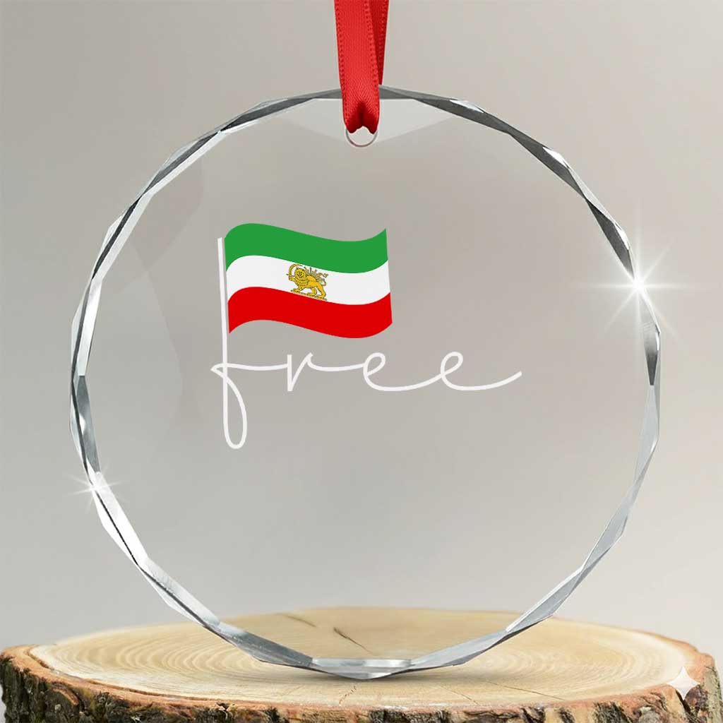 Free Iran Persian Flag Crystal Glass Ornament Iranian Freedom Supporters Revolution