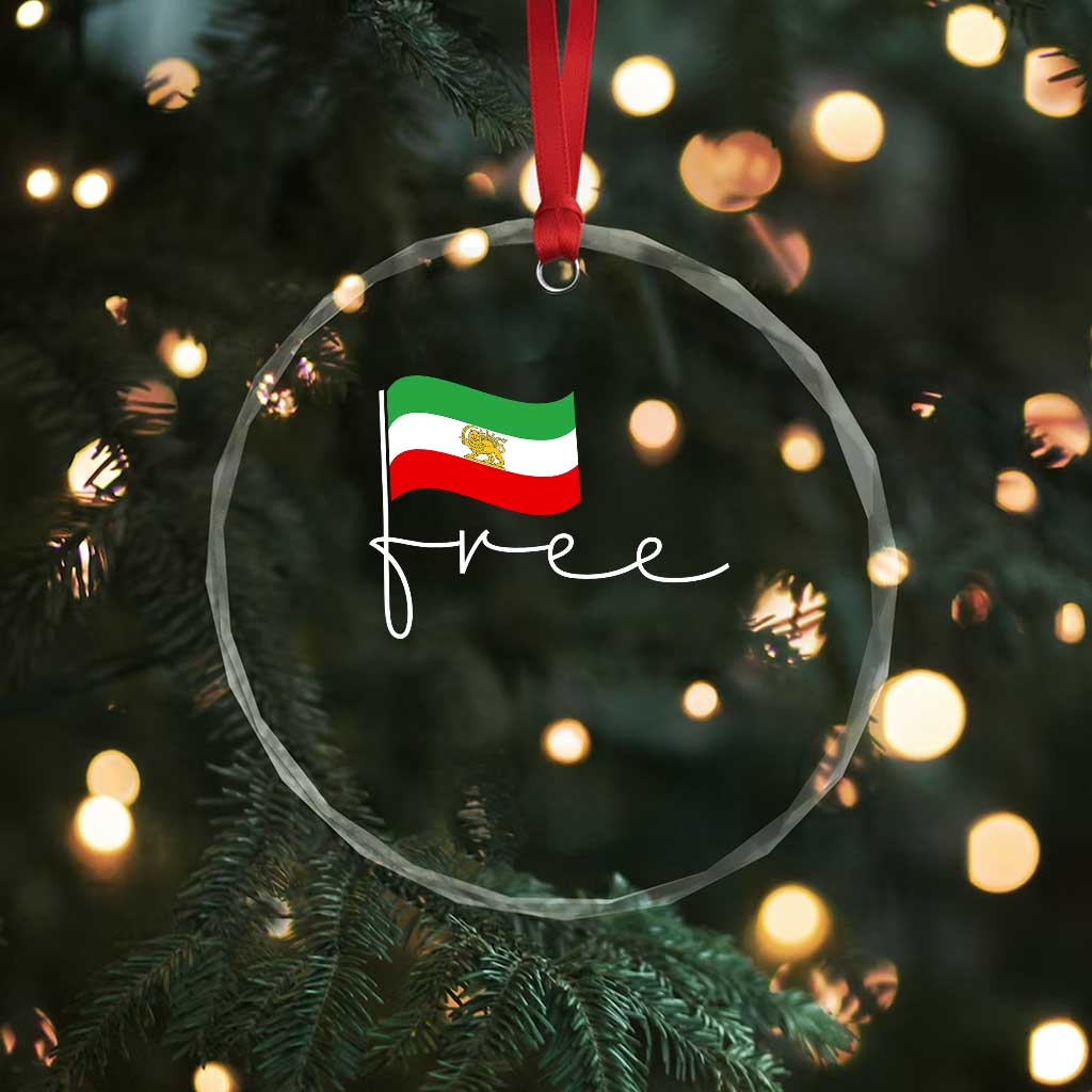 Free Iran Persian Flag Crystal Glass Ornament Iranian Freedom Supporters Revolution