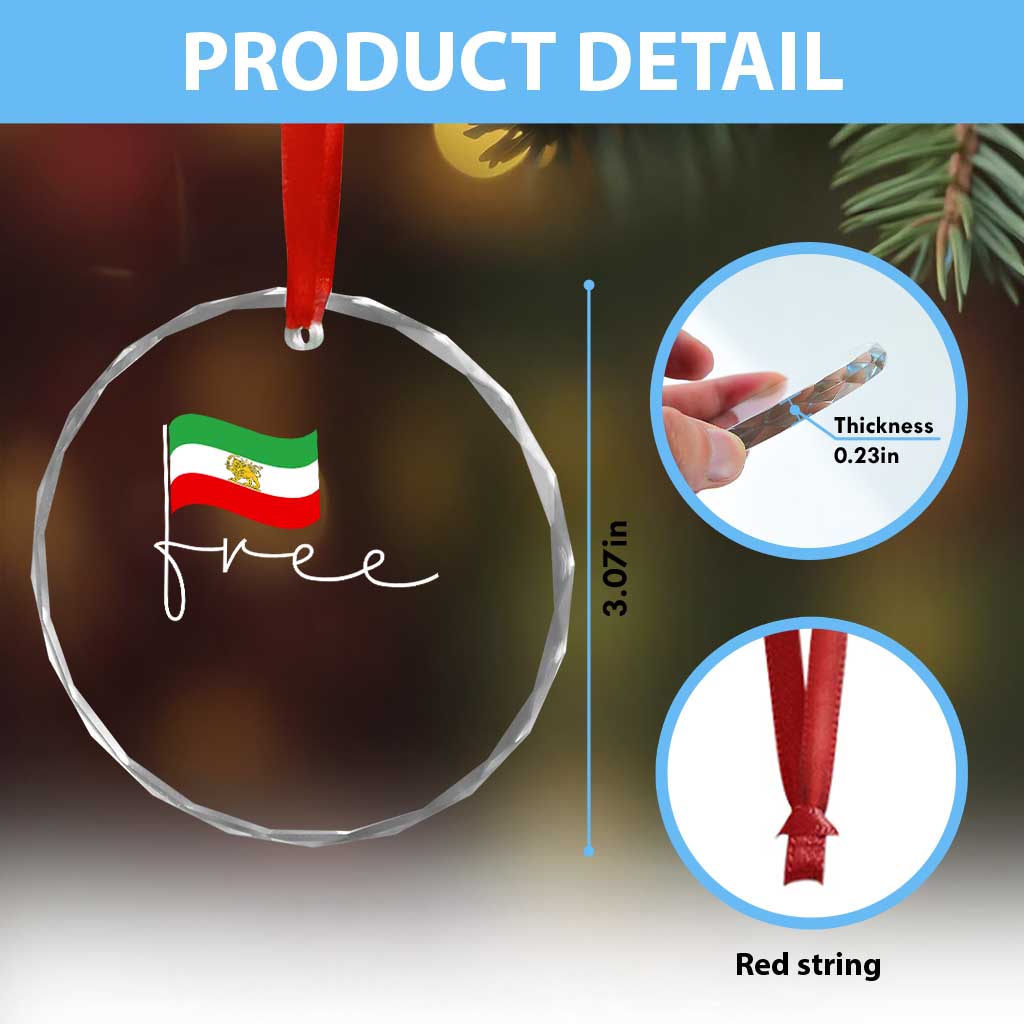 Free Iran Persian Flag Crystal Glass Ornament Iranian Freedom Supporters Revolution