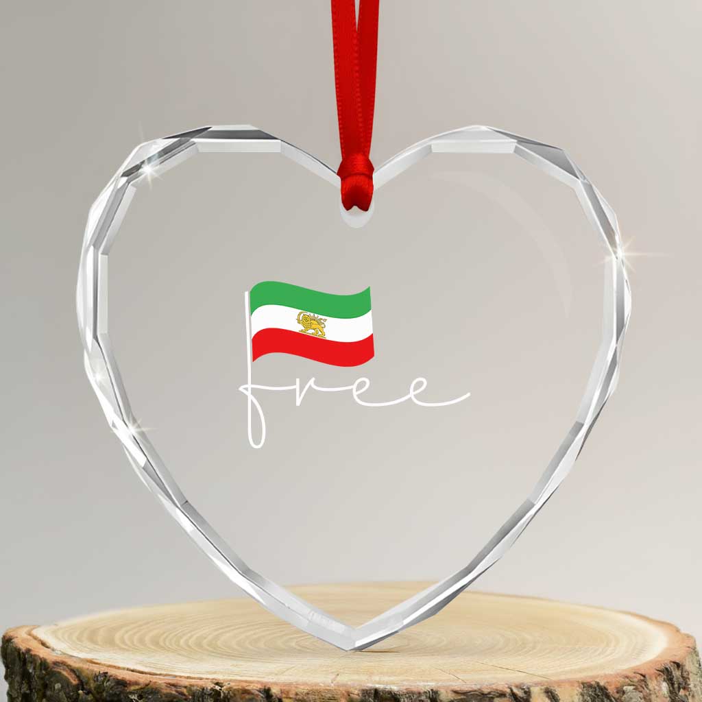 Free Iran Persian Flag Heart Crystal Glass Ornament Iranian Freedom Supporters Revolution