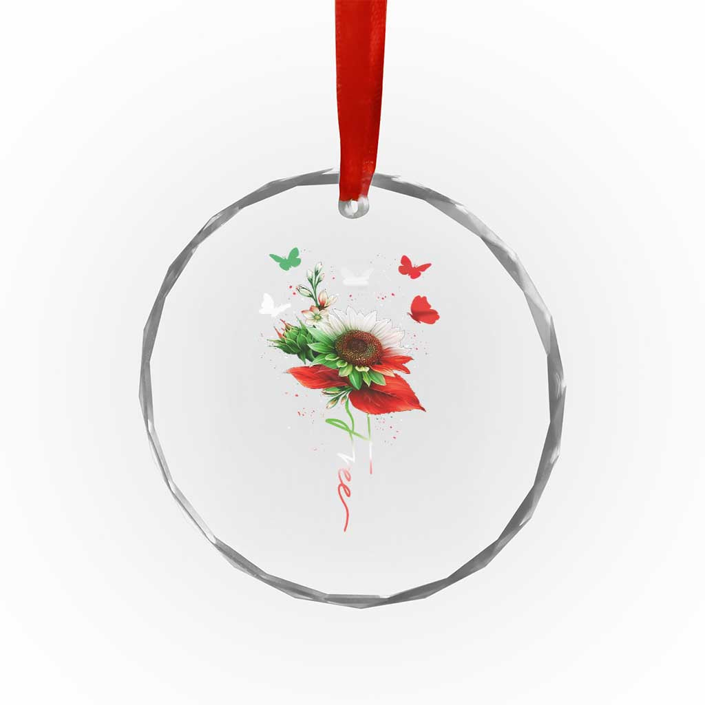 Free Iran Protest Crystal Glass Ornament Sunflower Flag
