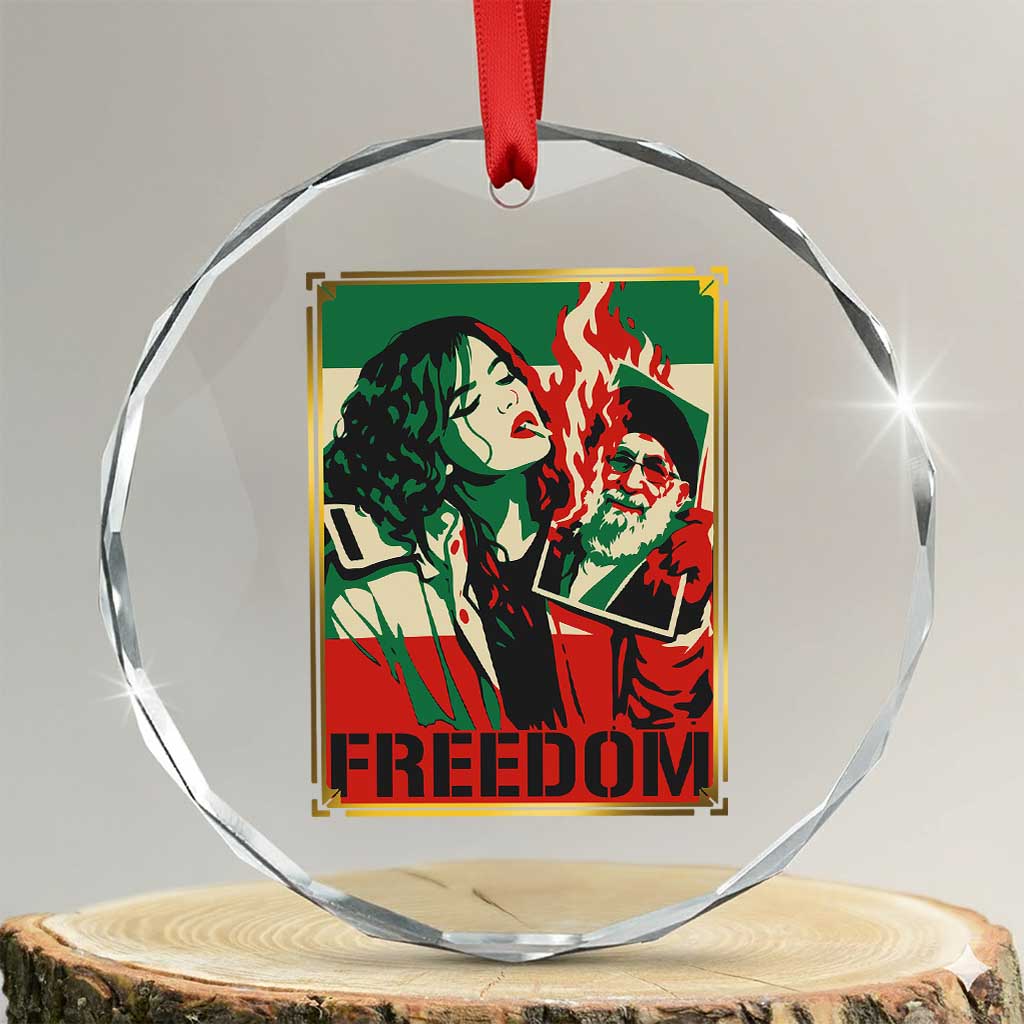 Free Iran Protest Crystal Glass Ornament Support Women Life Freedom Statement
