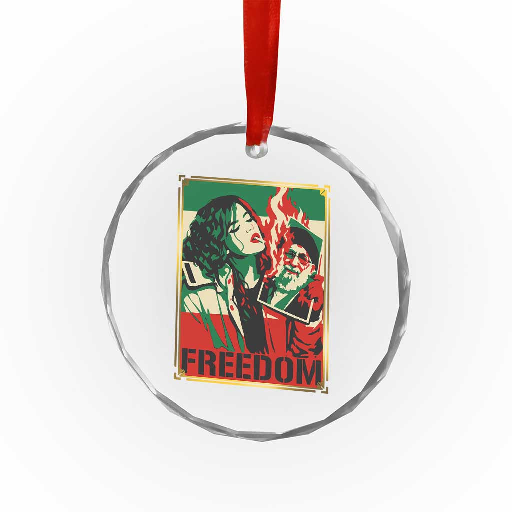 Free Iran Protest Crystal Glass Ornament Support Women Life Freedom Statement