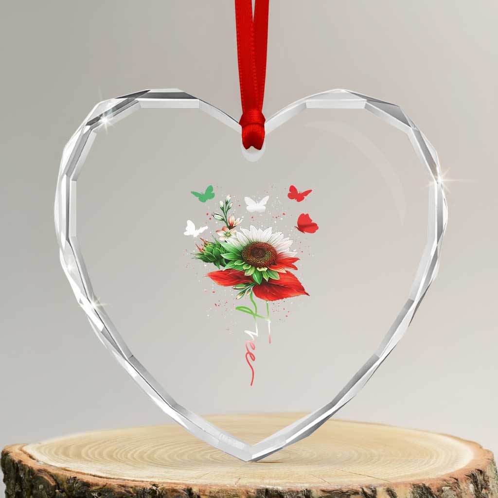 Free Iran Protest Heart Crystal Glass Ornament Sunflower Flag