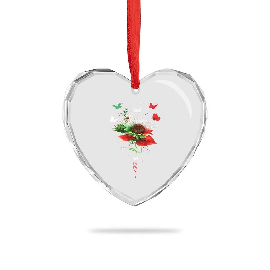 Free Iran Protest Heart Crystal Glass Ornament Sunflower Flag