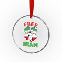 Free Iran Raised Fist and Persian Flag Clover Crystal Glass Ornament Lion and Sun Freedom Fighter Iranian Revolution