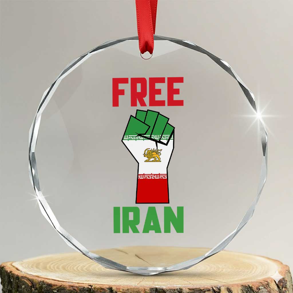 Free Iran Raised Fist Crystal Glass Ornament Persian Flag Lion and Sun Emblem Iranian Revolution