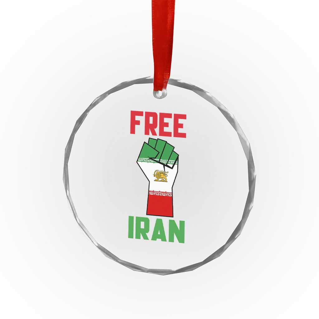 Free Iran Raised Fist Crystal Glass Ornament Persian Flag Lion and Sun Emblem Iranian Revolution