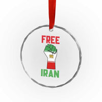 Free Iran Raised Fist Crystal Glass Ornament Persian Flag Lion and Sun Emblem Iranian Revolution