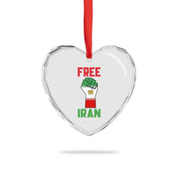 Free Iran Raised Fist Heart Crystal Glass Ornament Persian Flag Lion and Sun Emblem Iranian Revolution