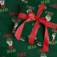 Free Iran Raised Fist Wrapping Paper Roll Persian Flag Lion and Sun Emblem Iranian Revolution