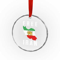 Free Iran Revolution 2026 Crystal Glass Ornament Sun and Lion Flag Iranian Freedom Justice