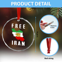 Free Iran Revolution 2026 Crystal Glass Ornament Sun and Lion Flag Iranian Freedom Justice