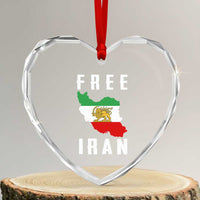 Free Iran Revolution 2026 Heart Crystal Glass Ornament Sun and Lion Flag Iranian Freedom Justice