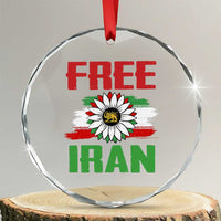 Free Iran Sunflower Crystal Glass Ornament Persian Flag Lion and Su Iranian Revolution Freedom Supporters