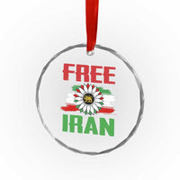 Free Iran Sunflower Crystal Glass Ornament Persian Flag Lion and Su Iranian Revolution Freedom Supporters