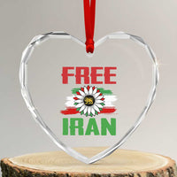Free Iran Sunflower Heart Crystal Glass Ornament Persian Flag Lion and Su Iranian Revolution Freedom Supporters