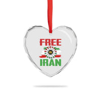 Free Iran Sunflower Heart Crystal Glass Ornament Persian Flag Lion and Su Iranian Revolution Freedom Supporters