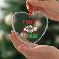 Free Iran Sunflower Heart Crystal Glass Ornament Persian Flag Lion and Su Iranian Revolution Freedom Supporters