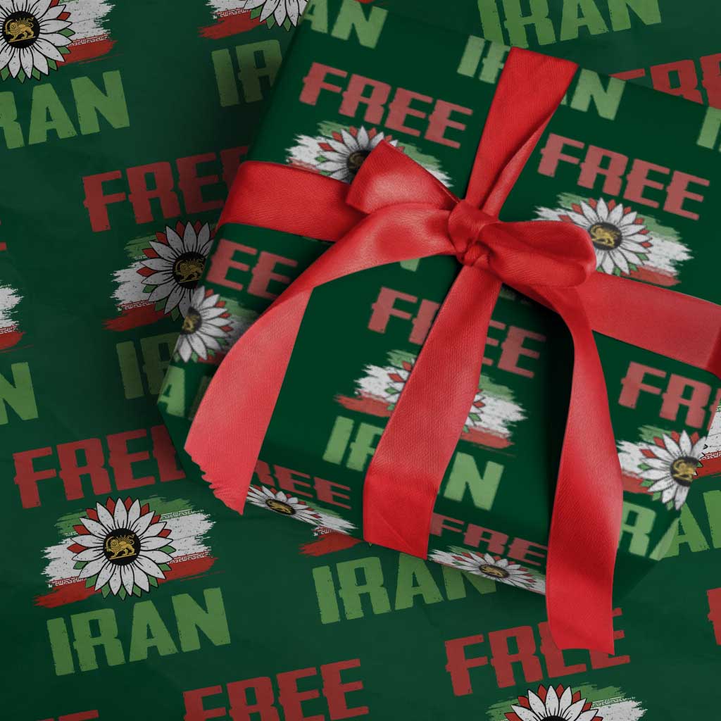 Free Iran Sunflower Wrapping Paper Roll Persian Flag Lion and Su Iranian Revolution Freedom Supporters