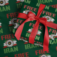 Free Iran Sunflower Wrapping Paper Roll Persian Flag Lion and Su Iranian Revolution Freedom Supporters