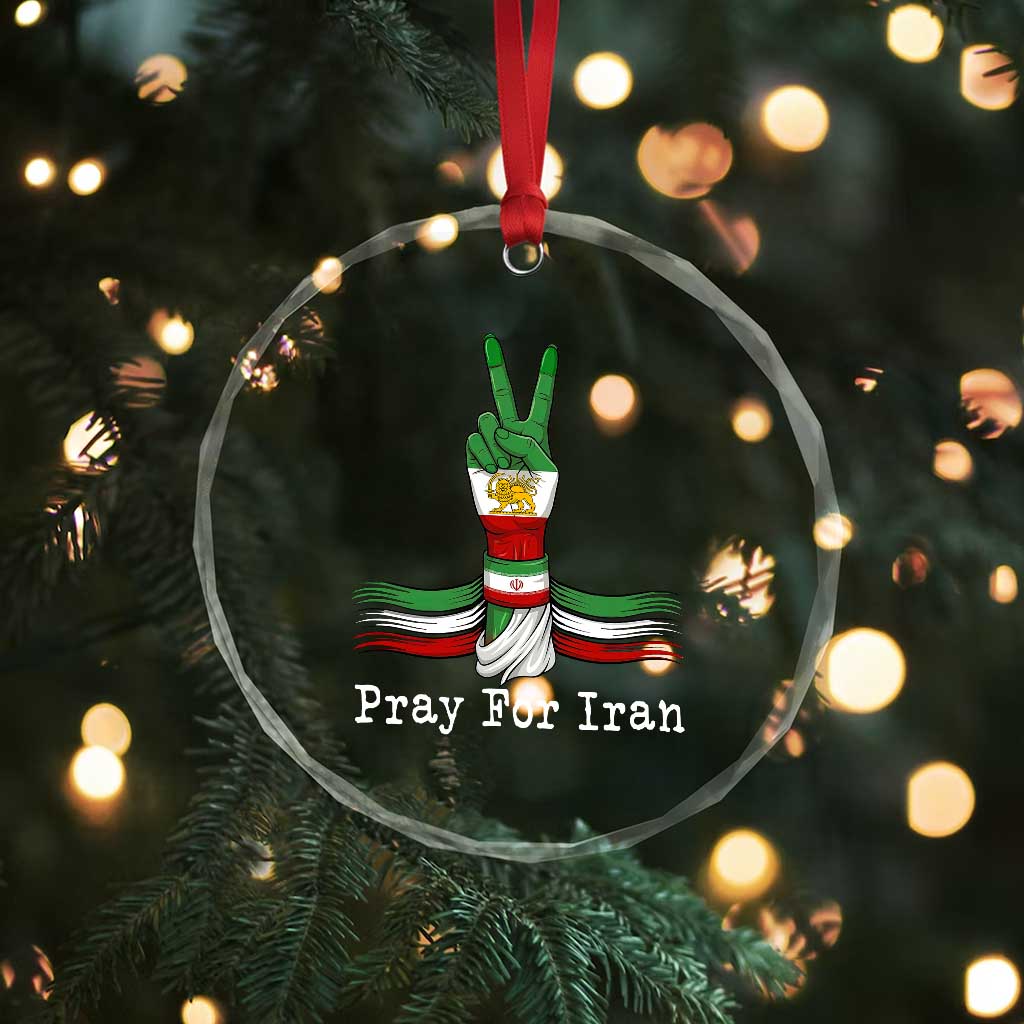 Free Iran Support Crystal Glass Ornament Pray For Iran