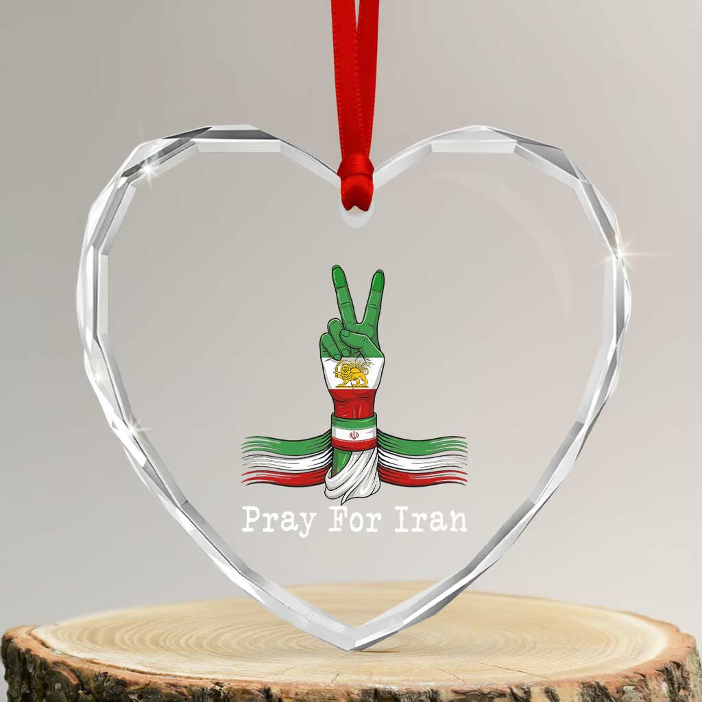 Free Iran Support Heart Crystal Glass Ornament Pray For Iran